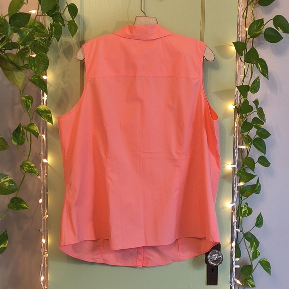 Women's Talbots Coral Sleeveless Hidden Button Up Wrinkle Resistant Blouse 18W - Picture 7 of 8